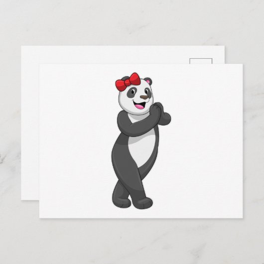Panda met lint briefkaart (Voorkant / Achterkant)