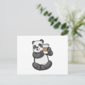 Panda met meeneemkoffie briefkaart (Staand voorkant)