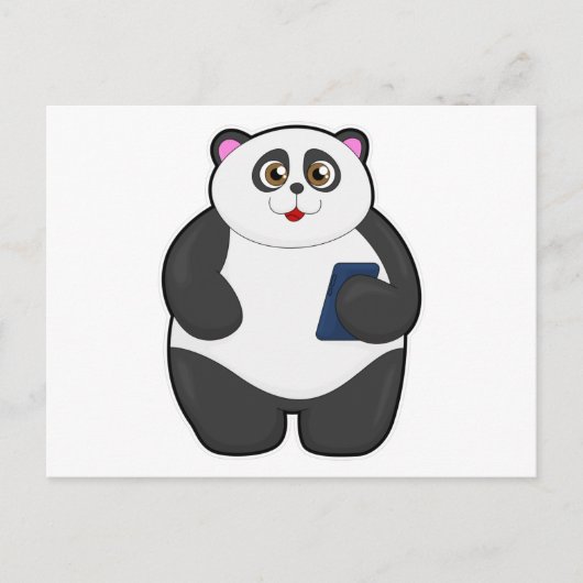 Panda met mobiele telefoon briefkaart (Voorkant)