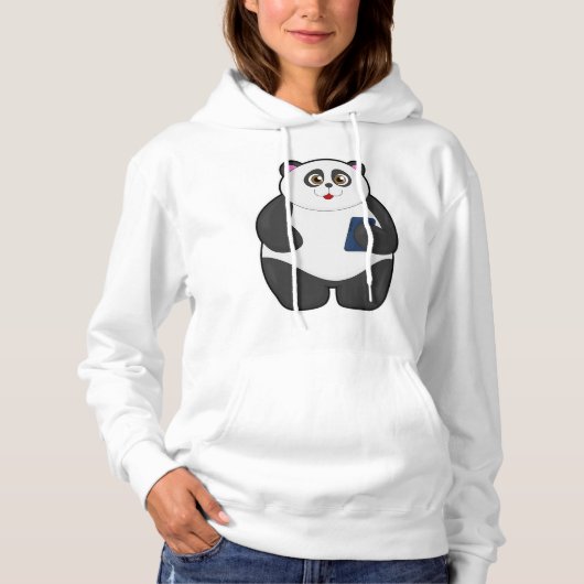 Panda met mobiele telefoon hoodie (Voorkant)