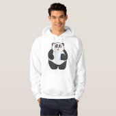 Panda met mobiele telefoon hoodie (Voorkant volledig)