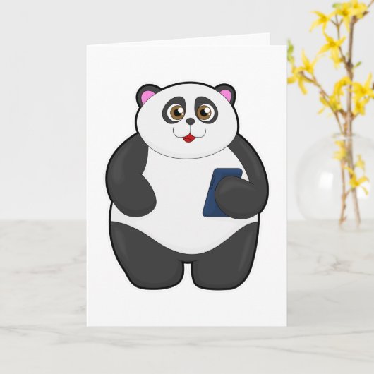 Panda met mobiele telefoon kaart (Gele Bloem)