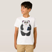 Panda met mobiele telefoon t-shirt (Voorkant volledig)