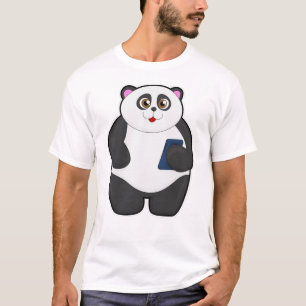 Panda met mobiele telefoon t-shirt