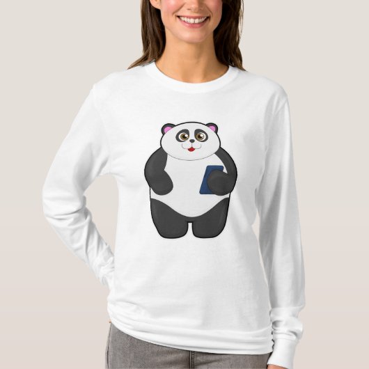 Panda met mobiele telefoon t-shirt (Voorkant)