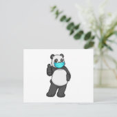 Panda met mondmasker briefkaart (Staand voorkant)