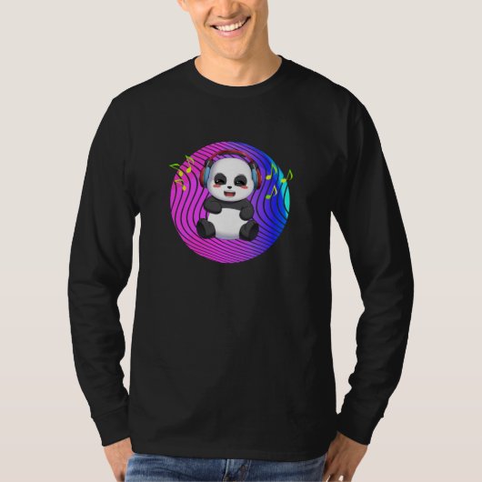 Panda met muziekhoofdtelefoon DJ T-shirt (Voorkant)