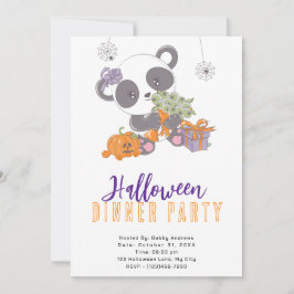 Panda met Oogbal Boeket Halloween Dinerfeest Kaart
