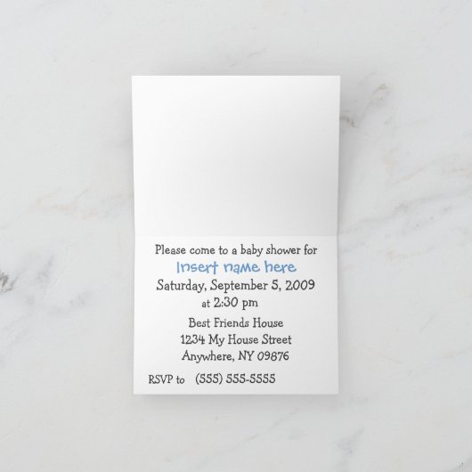 Panda met Pacifier Blue Baby shower Invitation (Binnen)