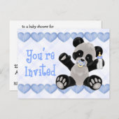 Panda met Pacifier Blue Baby shower Invitation Uitnodiging Briefkaart (Voorkant / Achterkant)