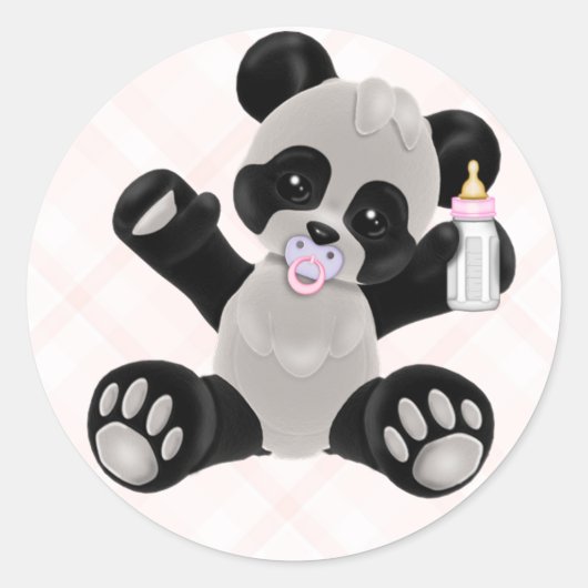 Panda met Pacifier Pink Baby Girl Ronde Sticker (Voorkant)
