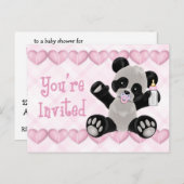 Panda met Pacifier Pink Baby shower Invitation Uitnodiging Briefkaart (Voorkant / Achterkant)
