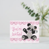 Panda met Pacifier Pink Baby shower Invitation Uitnodiging Briefkaart (Staand voorkant)
