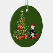 Panda met Pet LIGHTS Kerstmis Keramisch Ornament (Rechts)