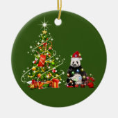 Panda met Pet LIGHTS Kerstmis Keramisch Ornament (Voorkant)