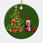 Panda met Pet scafts kerst Keramisch Ornament (Voorkant)