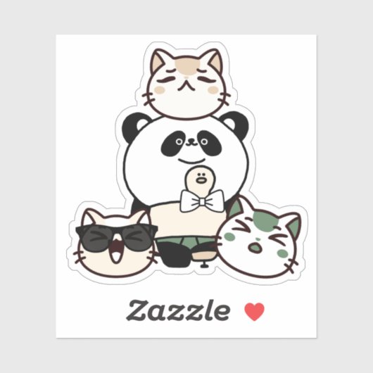 Panda met prothetisch been en kattenbende sticker (Vel)