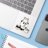 Panda met prothetisch been en kattenbende sticker (Laptop met iPhone)