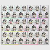 Panda met regenboog hoelahoepels cadeaupapier (Vlak)