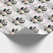 Panda met regenboog hoelahoepels cadeaupapier (Hoek)