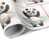 Panda met regenboog hoelahoepels cadeaupapier (Rol Hoek)