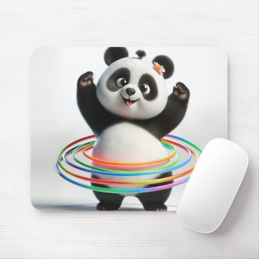 Panda met regenboog hoelahoepels muismat (Met muis)