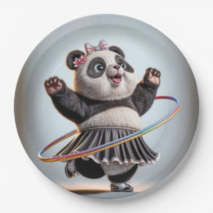 Panda met regenboog hulahoep papieren bordje
