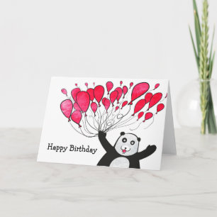 Panda met rode ballonnen verjaardagskaart kaart