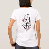 Panda met roos lijnkunst t-shirt (Achterkant)