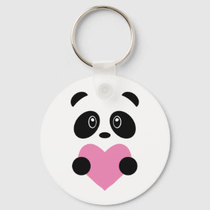 Panda met roze hart sleutelhanger