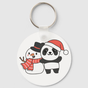 Panda met Snowman in de winter voor kerstkeychai Sleutelhanger