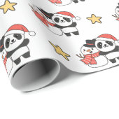 Panda met Snowman in de winter voor Kerstmis Cadeaupapier (Rol Hoek)