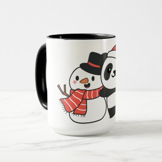 Panda met Snowman in de winter voor Kerstmis Mok (Voorkant links)