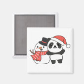 Panda met Snowman in de winter voor kerstnet Magneet (Voorkant / Achterkant)