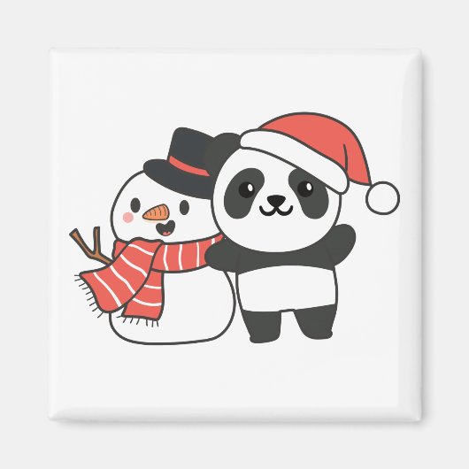 Panda met Snowman in de winter voor kerstnet Magneet (Voorkant)