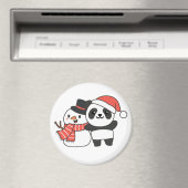 Panda met Snowman in de winter voor kerstnet Magneet (Insitu (Vaatwasser))