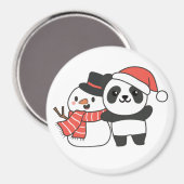 Panda met Snowman in de winter voor kerstnet Magneet (Voorkant / Achterkant)
