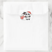 Panda met Snowman in de winter voor kerstviering Vierkante Sticker (Tas)