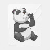 Panda met Tea Cup Fleece Deken (Voorkant)