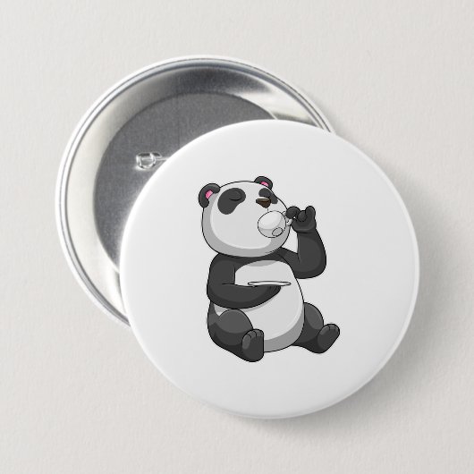 Panda met Tea Cup Ronde Button 7,6 Cm (Voorkant /achterkant)