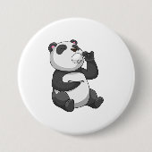 Panda met Tea Cup Ronde Button 7,6 Cm (Voorkant)