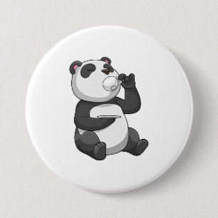 Panda met Tea Cup Ronde Button 7,6 Cm