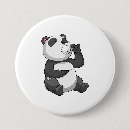 Panda met Tea Cup Ronde Button 7,6 Cm (Voorkant)