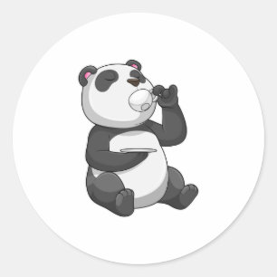 Panda met Tea Cup Ronde Sticker