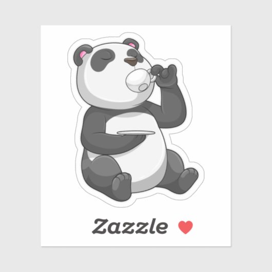 Panda met Tea Cup Sticker (Vel)