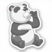 Panda met Tea Cup Sticker (Voorkant)