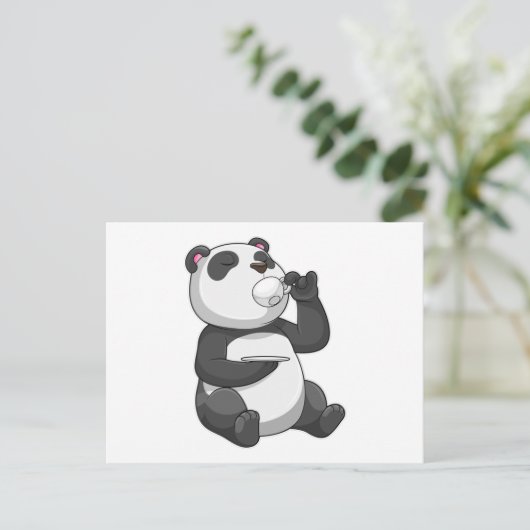 Panda met Theekop Briefkaart (Staand voorkant)
