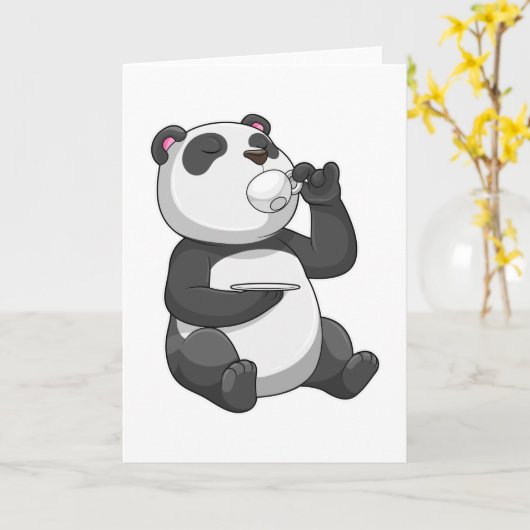 Panda met Theekop Kaart (Gele Bloem)