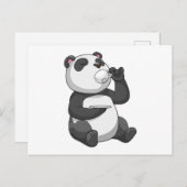 Panda met Theekopje Briefkaart (Voorkant / Achterkant)