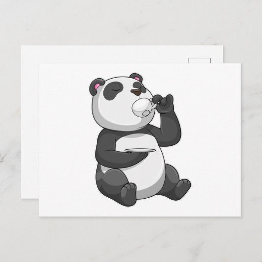 Panda met Theekopje Briefkaart (Voorkant / Achterkant)